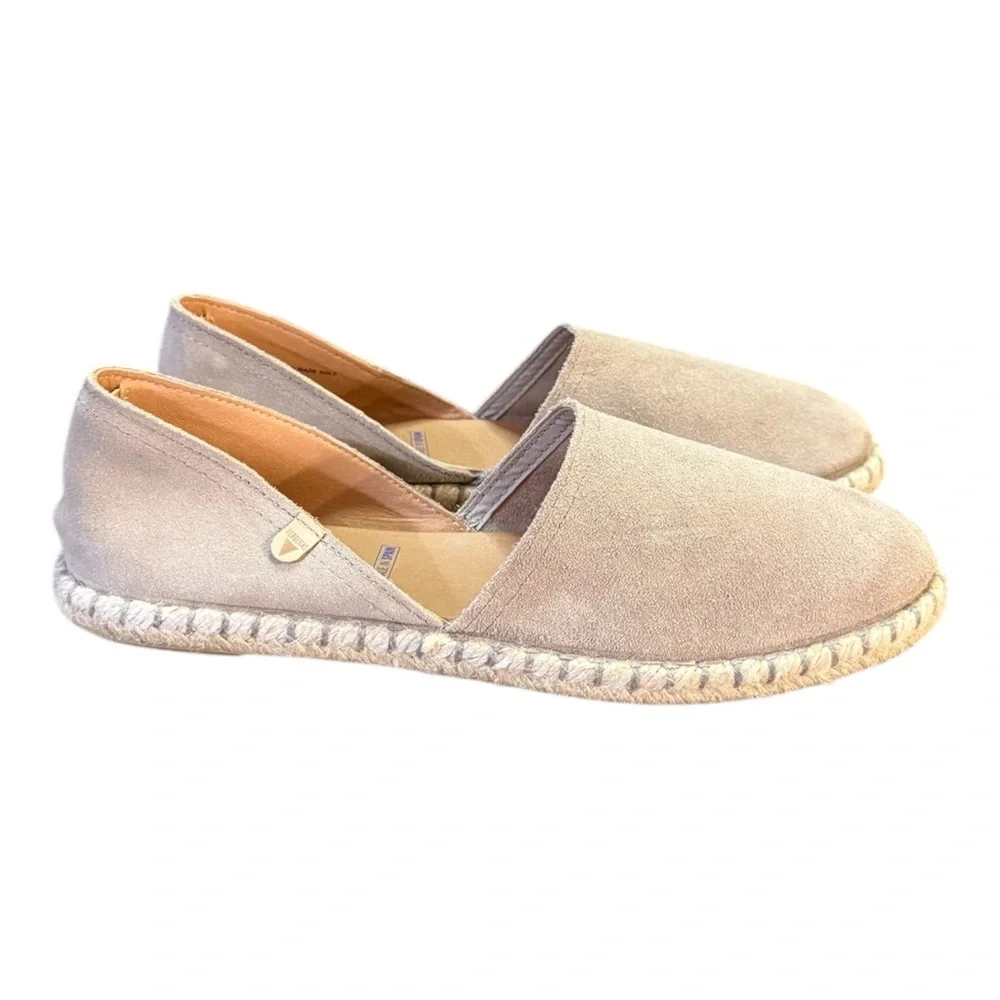 Classic Suede Espadrille Slip-Ons in Taupe